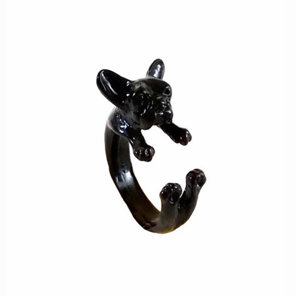 Black French Bulldog Adjustable Ring